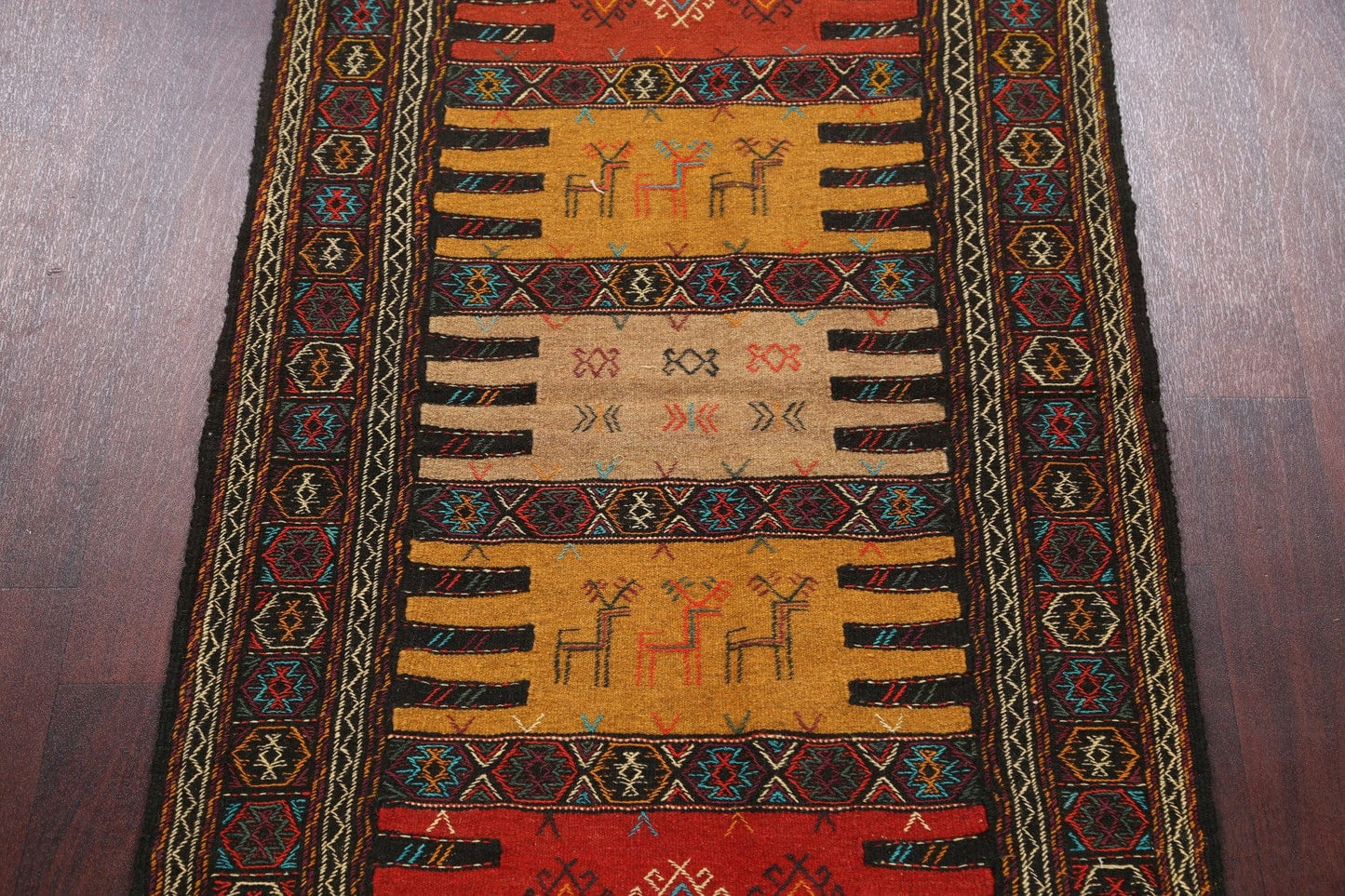 Tribal Sumak Kilim Hand-Woven Persian Area Rug 3x6