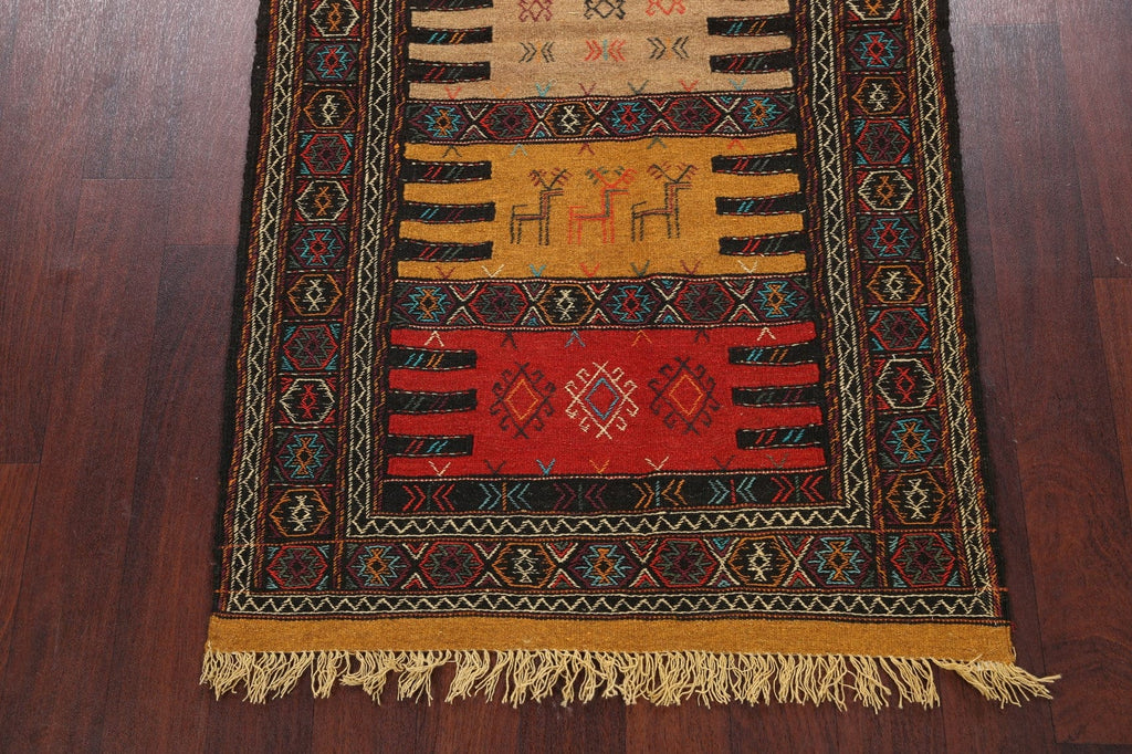 Tribal Sumak Kilim Hand-Woven Persian Area Rug 3x6