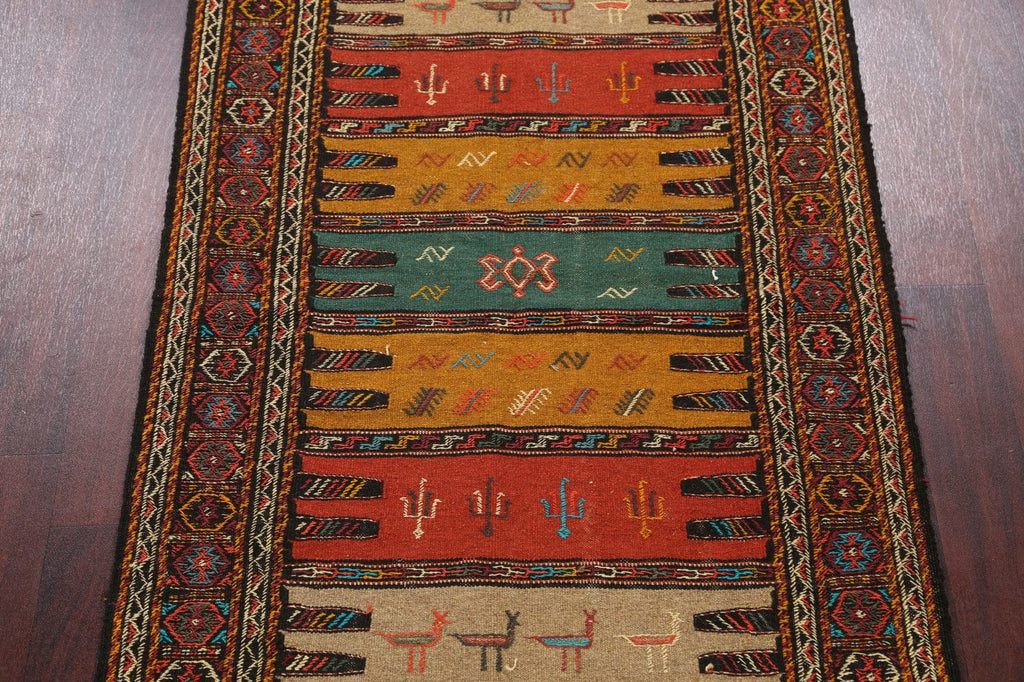 Tribal Sumak Kilim Hand-Woven Persian Area Rug 3x6