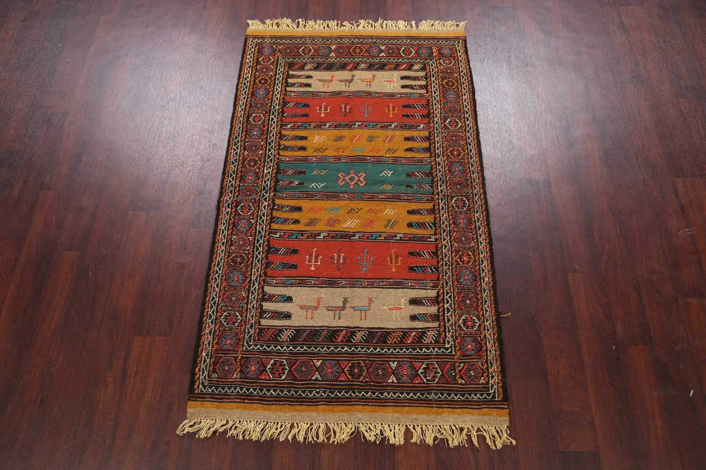 Tribal Sumak Kilim Hand-Woven Persian Area Rug 3x6