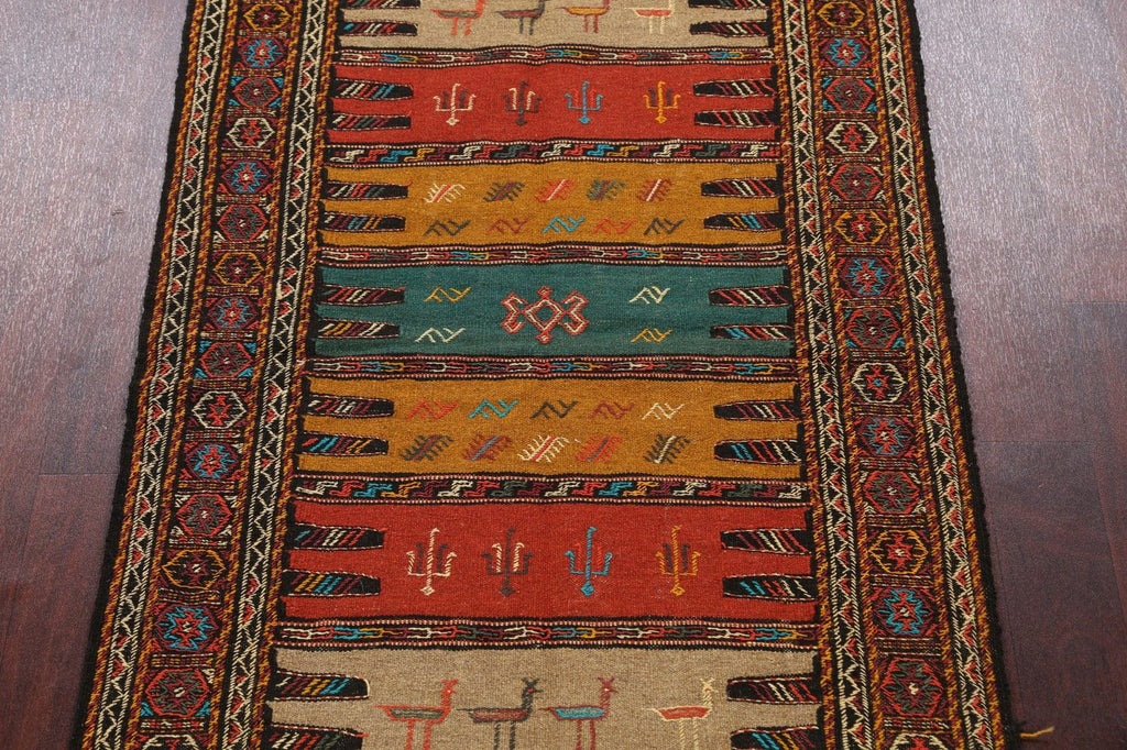 Tribal Sumak Kilim Hand-Woven Persian Area Rug 3x6