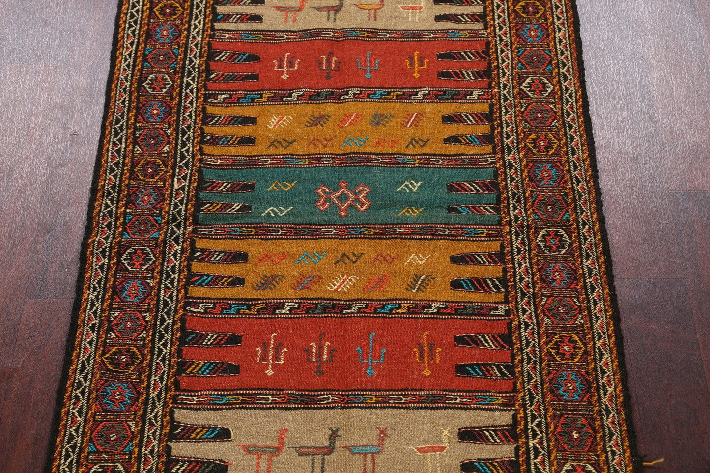 Tribal Sumak Kilim Hand-Woven Persian Area Rug 3x6