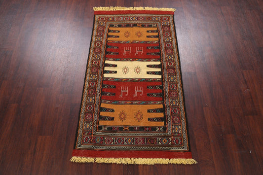 Tribal Sumak Kilim Hand-Woven Persian Area Rug 3x6