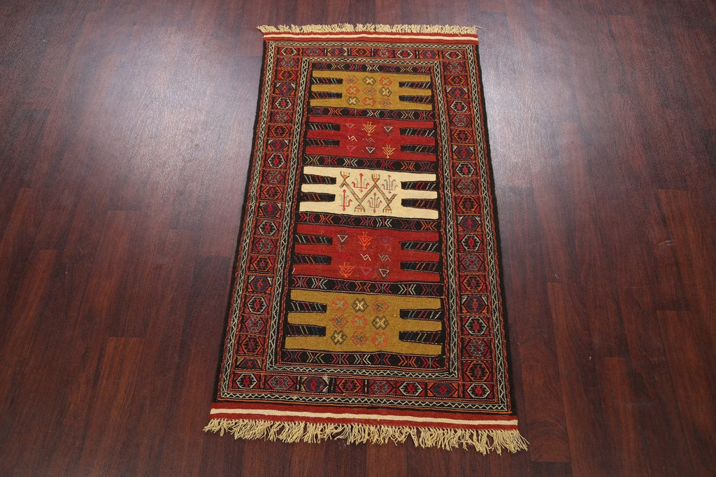 Tribal Sumak Kilim Hand-Woven Persian Area Rug 3x6