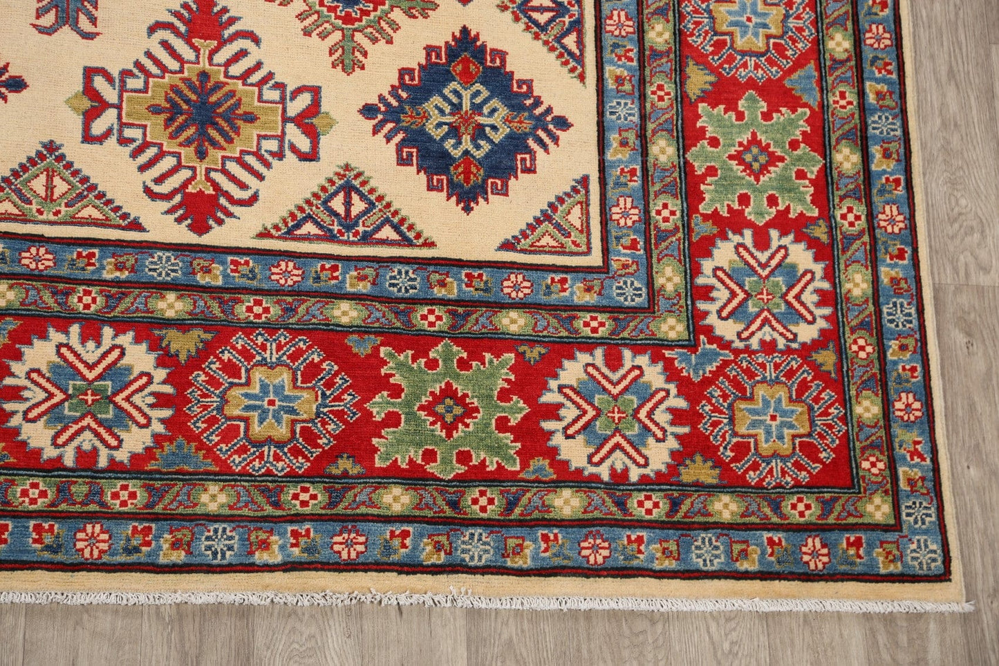 All-Over Geometric Super Kazak Oriental Area Rug 9x12