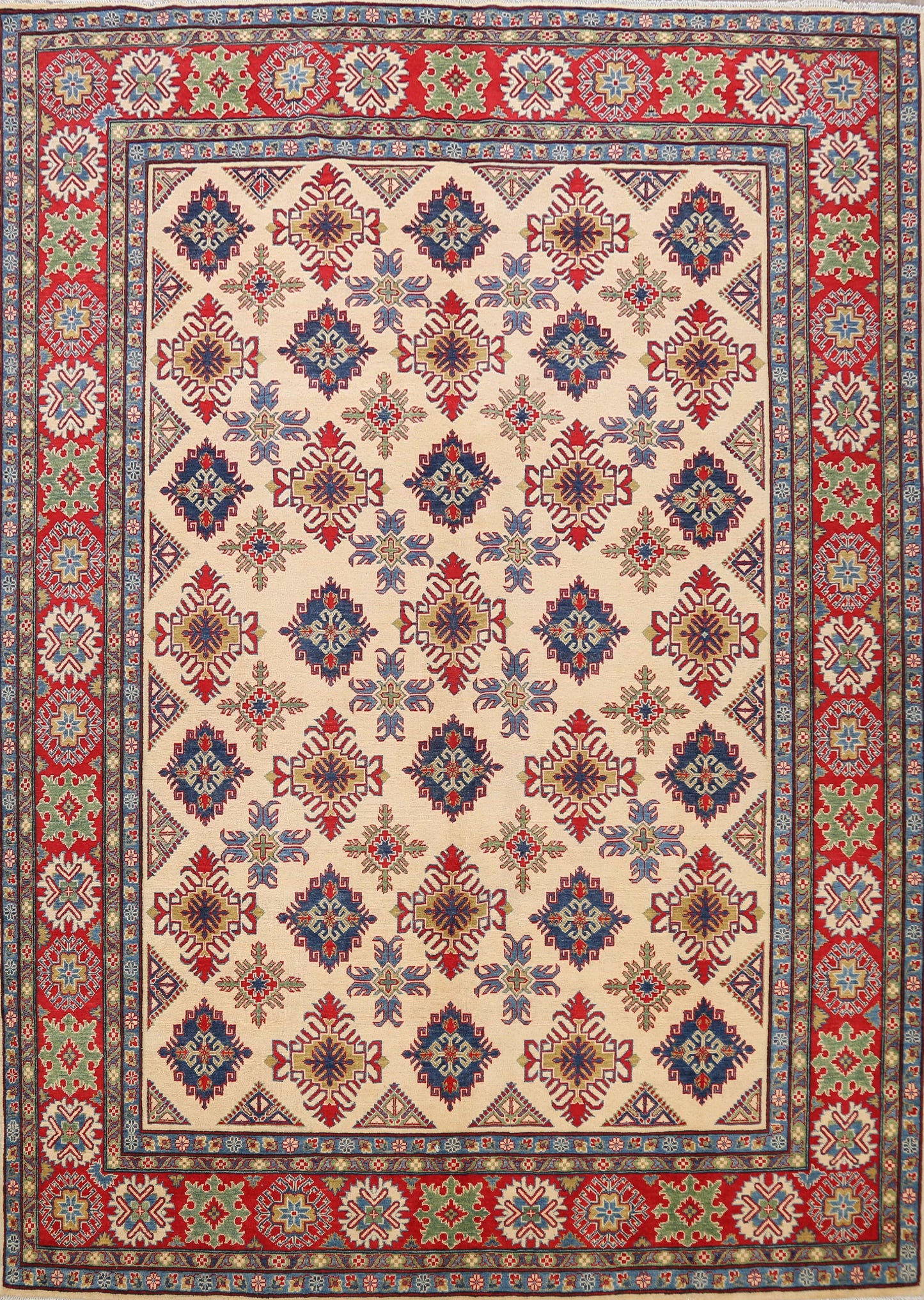 All-Over Geometric Super Kazak Oriental Area Rug 9x12