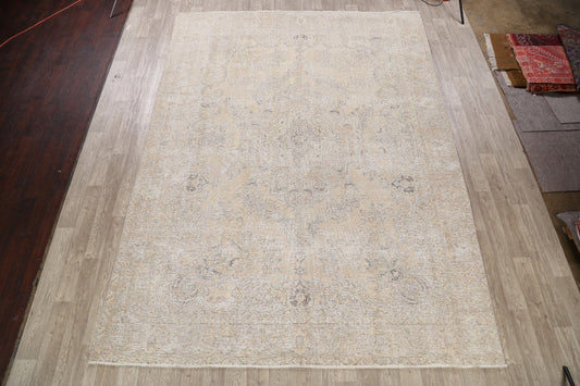 Antique Muted Floral Tabriz Persian Area Rug 9x13