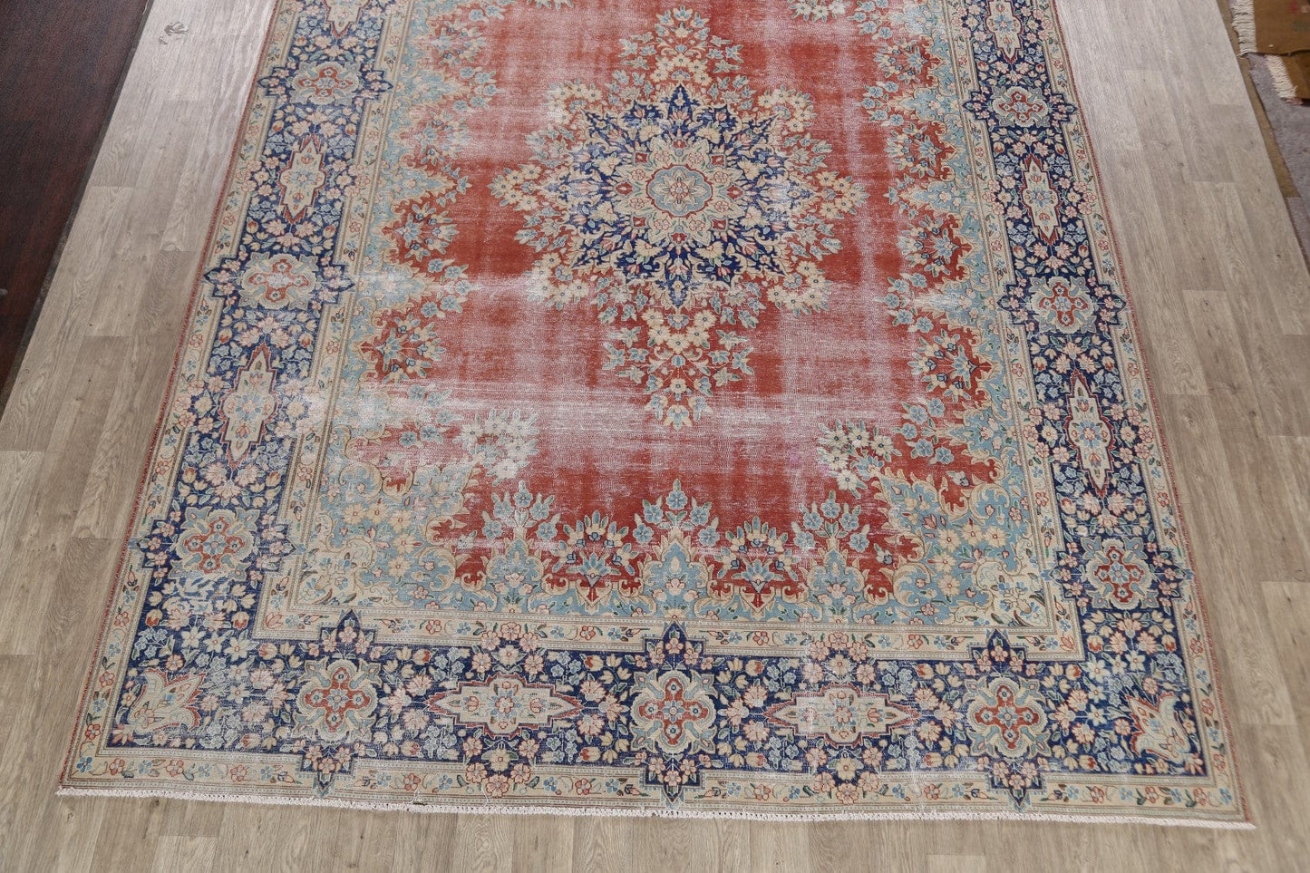 Antique Distressed Kerman Persian Area Rug 10x13