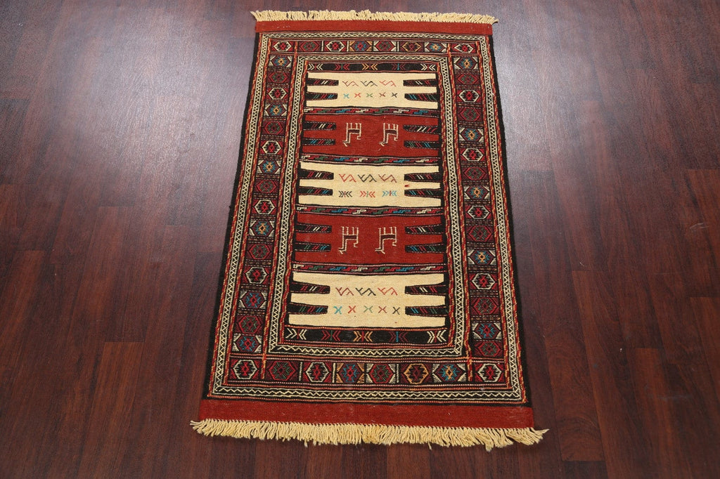 Tribal Sumak Kilim Hand-Woven Persian Area Rug 3x6