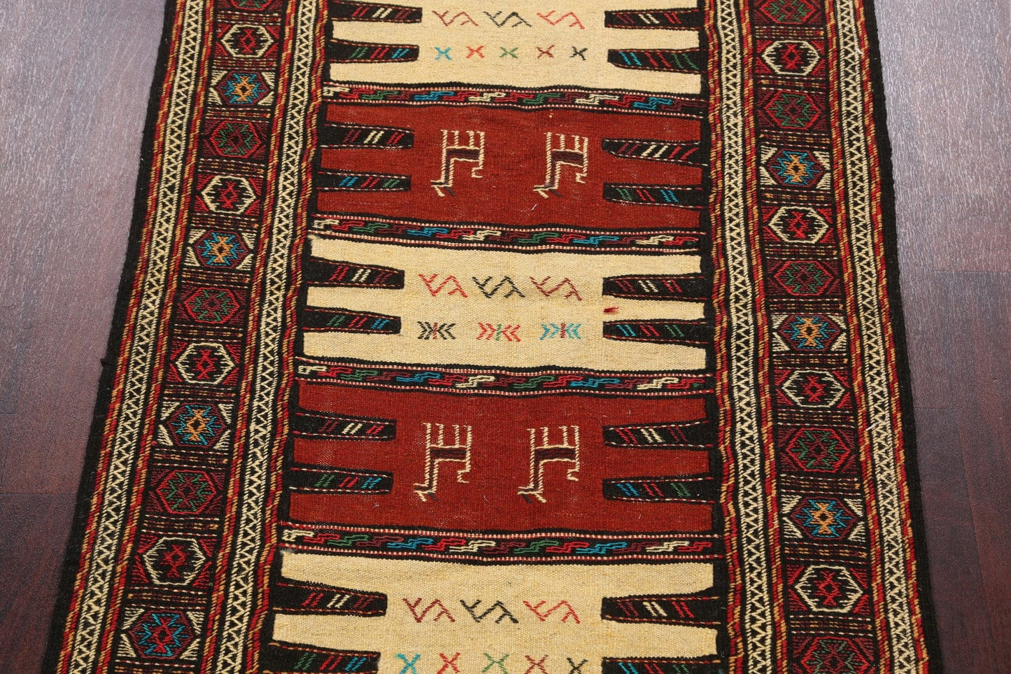 Tribal Sumak Kilim Hand-Woven Persian Area Rug 3x6