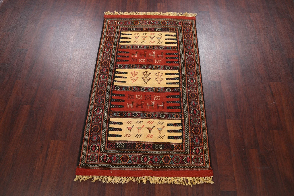 Tribal Sumak Kilim Hand-Woven Persian Area Rug 4x6