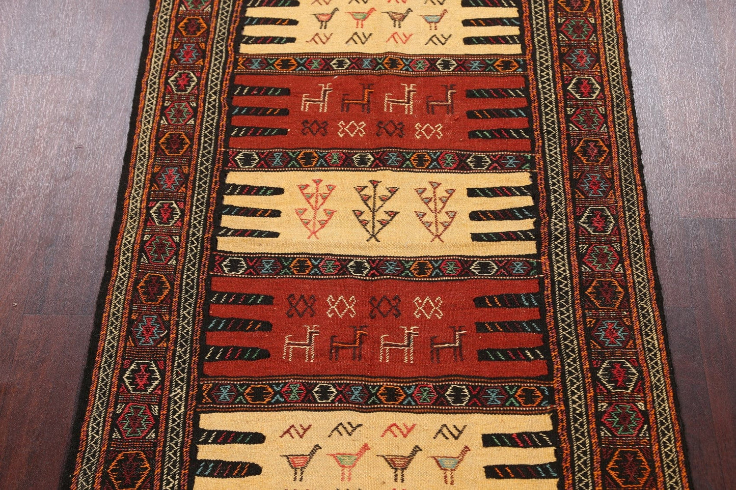 Tribal Sumak Kilim Hand-Woven Persian Area Rug 4x6