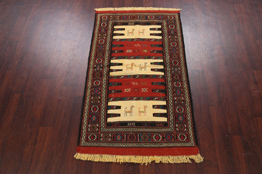 Tribal Sumak Kilim Hand-Woven Persian Area Rug 3x6