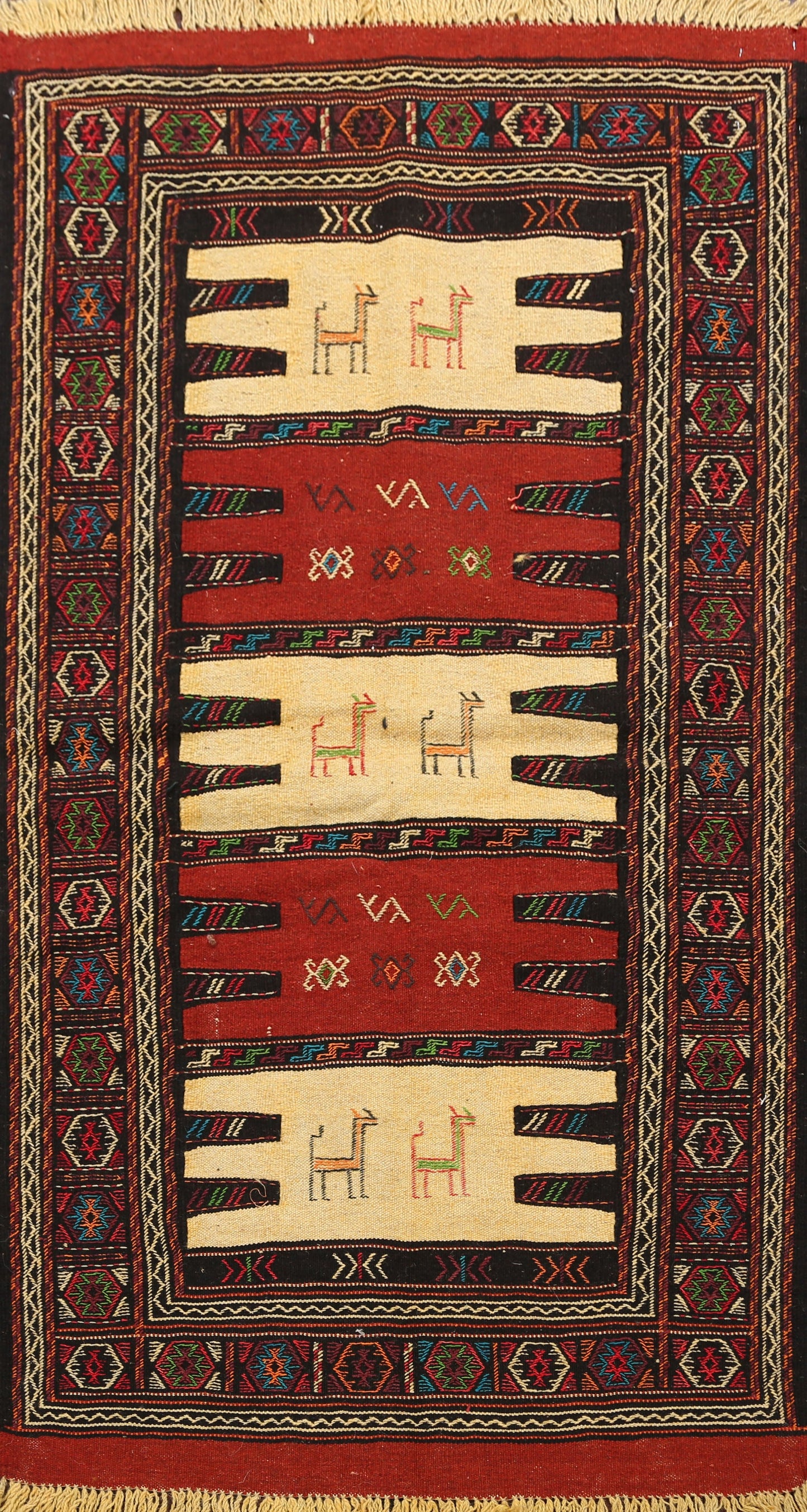 Tribal Sumak Kilim Hand-Woven Persian Area Rug 3x6