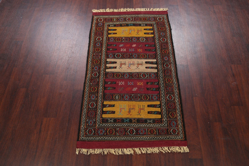 Tribal Sumak Kilim Hand-Woven Persian Area Rug 3x6