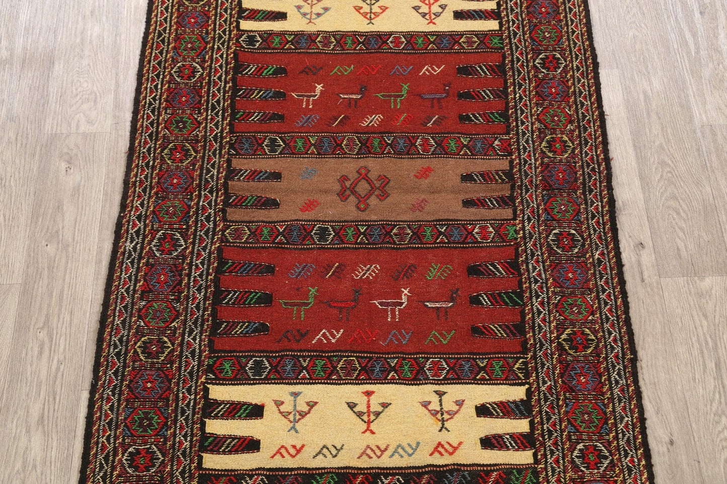 Tribal Sumak Kilim Hand-Woven Persian Area Rug 3x6