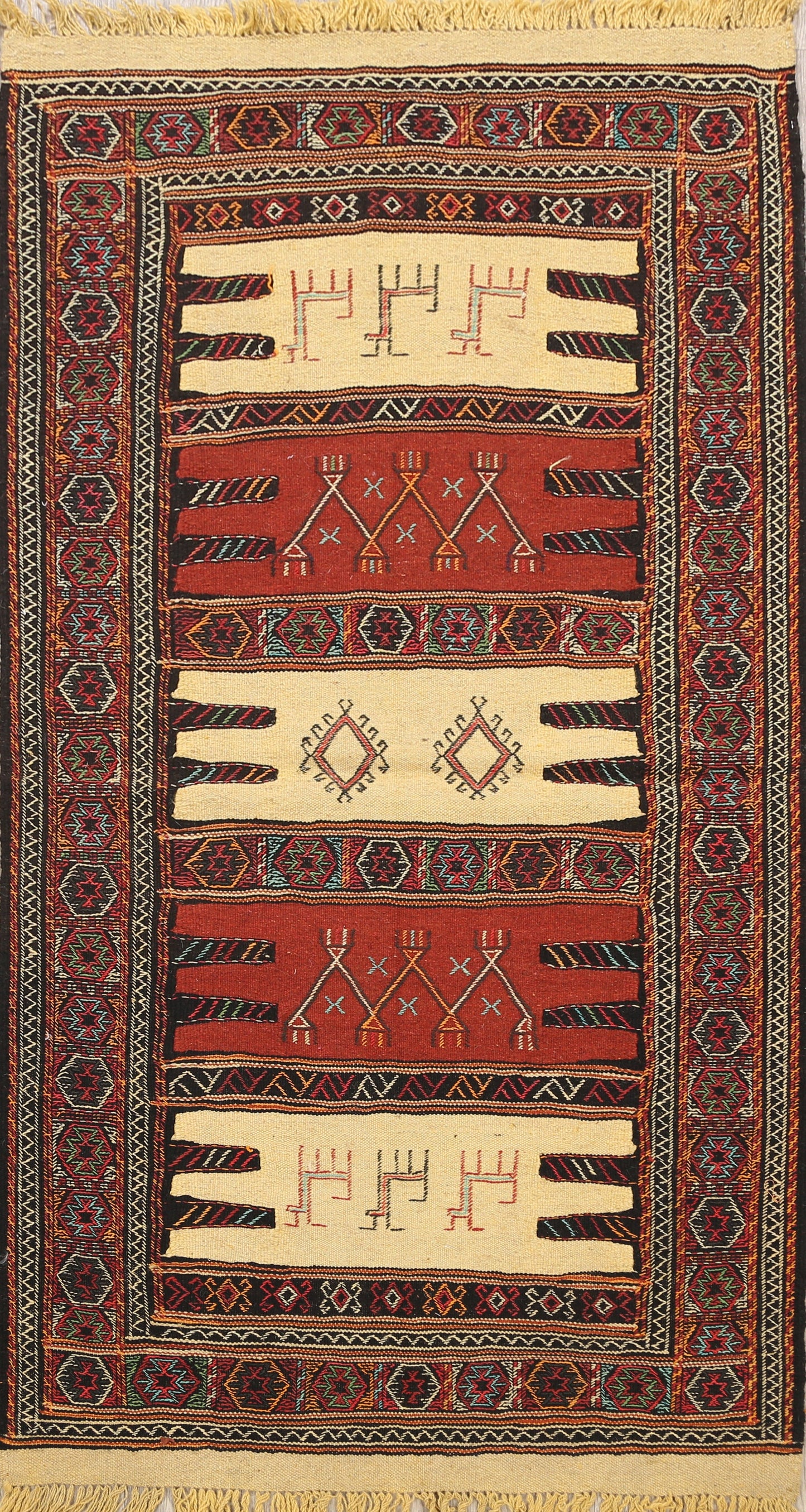 Tribal Sumak Kilim Hand-Woven Persian Area Rug 3x6