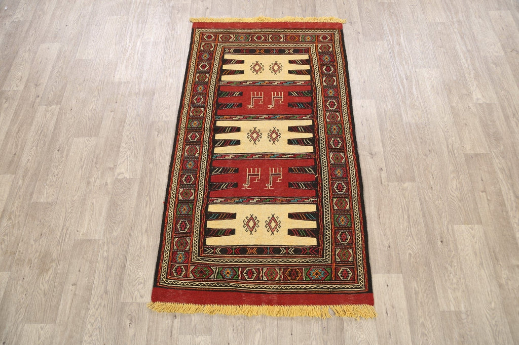 Tribal Sumak Kilim Hand-Woven Persian Area Rug 3x6