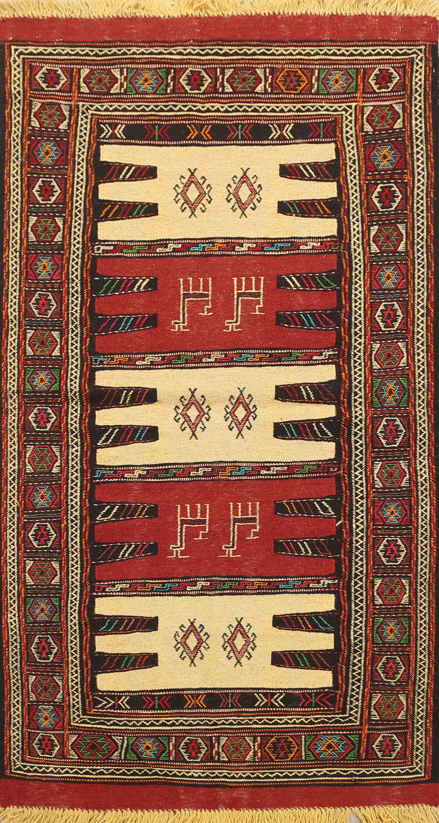 Tribal Sumak Kilim Hand-Woven Persian Area Rug 3x6