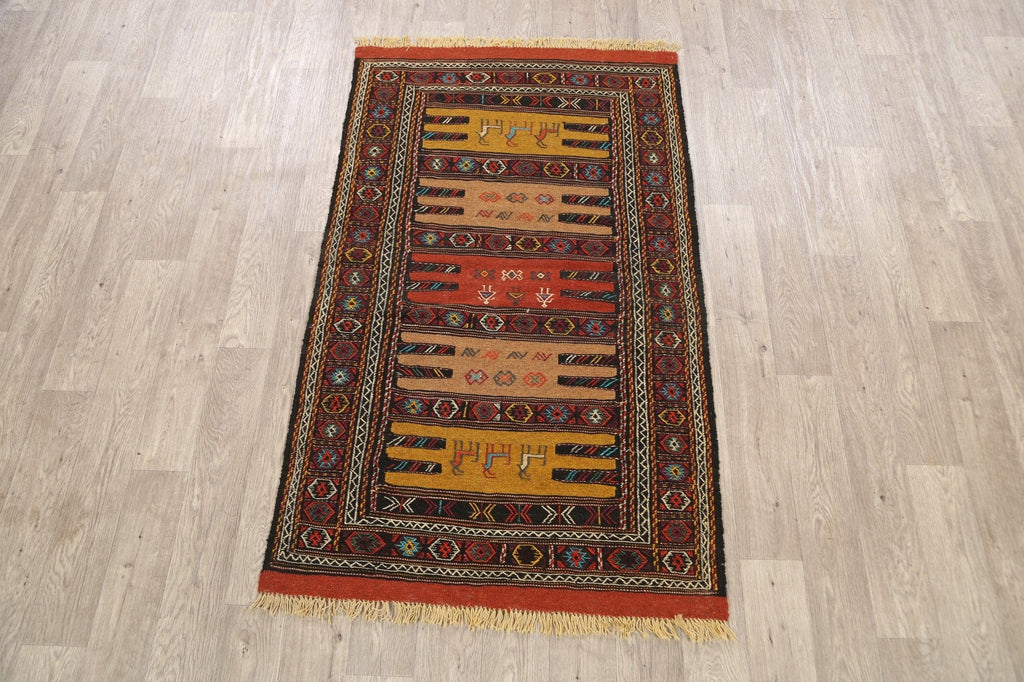 Tribal Sumak Kilim Hand-Woven Persian Area Rug 3x6