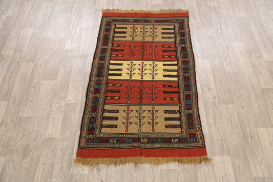 Tribal Sumak Kilim Hand-Woven Persian Area Rug 3x6