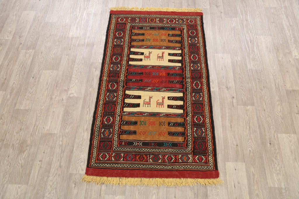 Tribal Sumak Kilim Hand-Woven Persian Area Rug 3x6