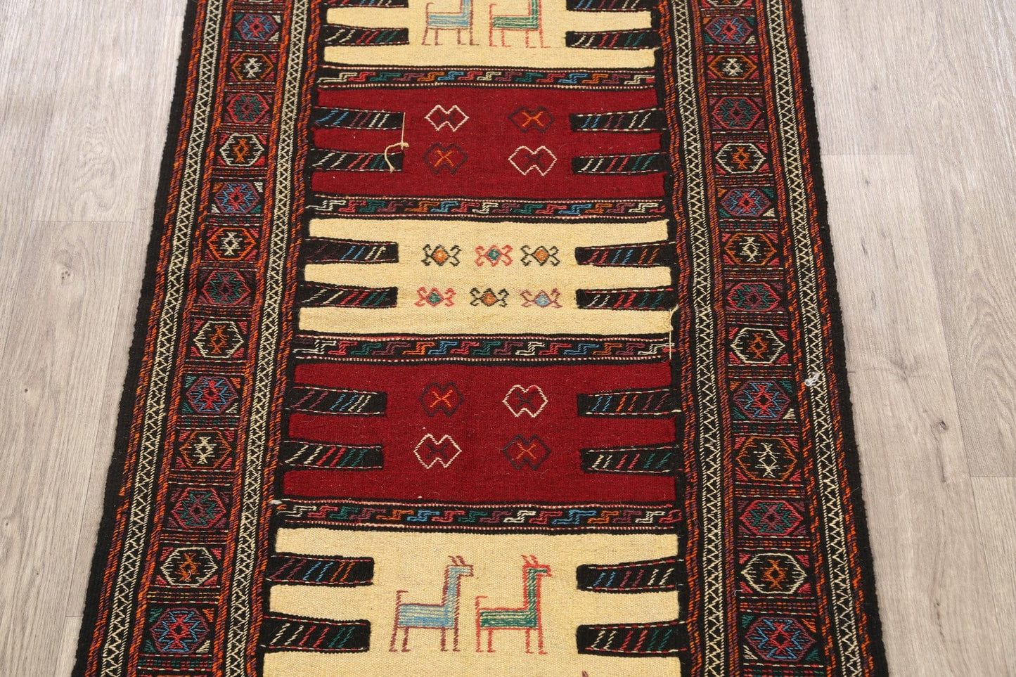 Tribal Sumak Kilim Hand-Woven Persian Area Rug 3x6