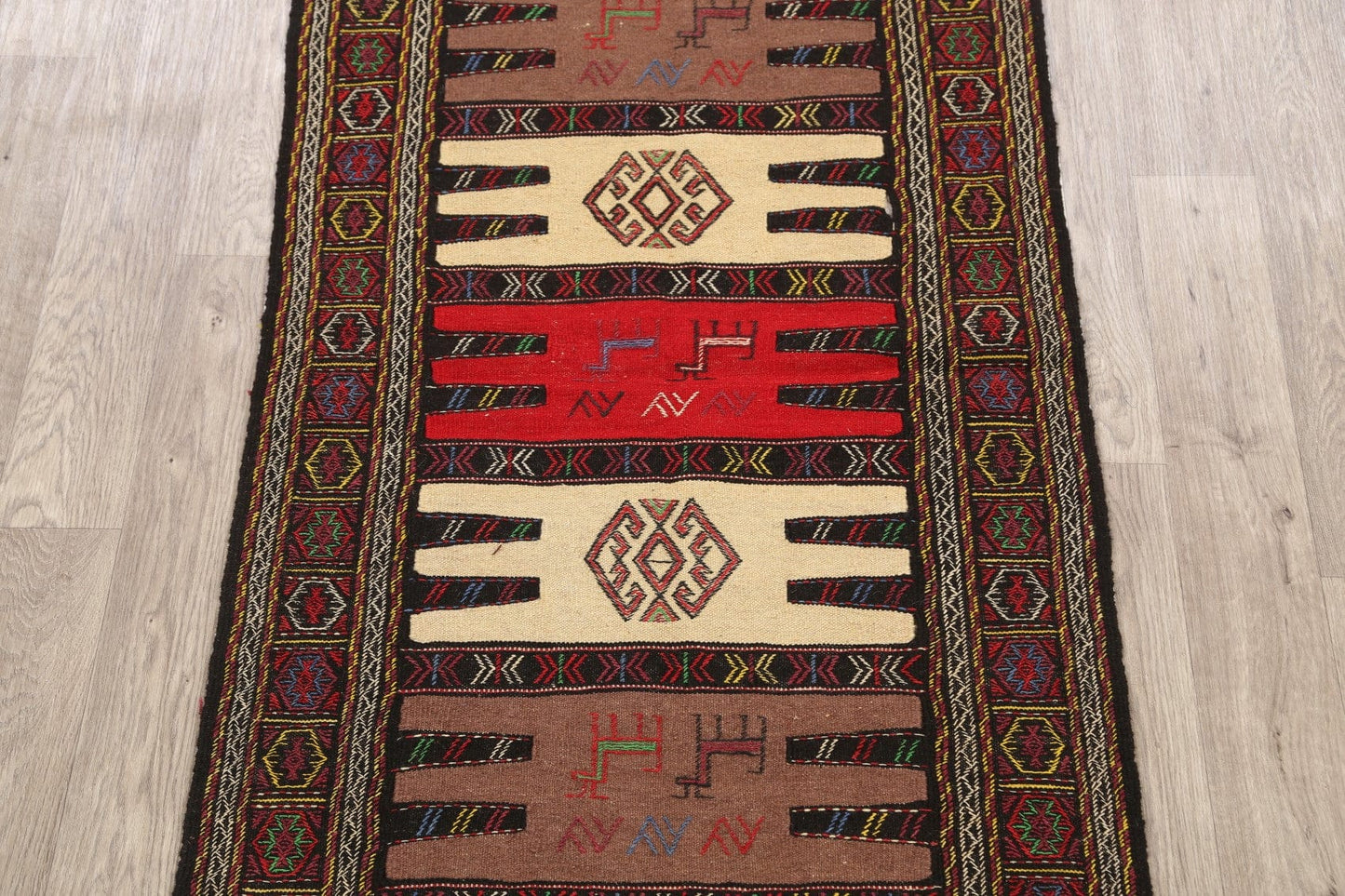 Tribal Sumak Kilim Hand-Woven Persian Area Rug 3x6