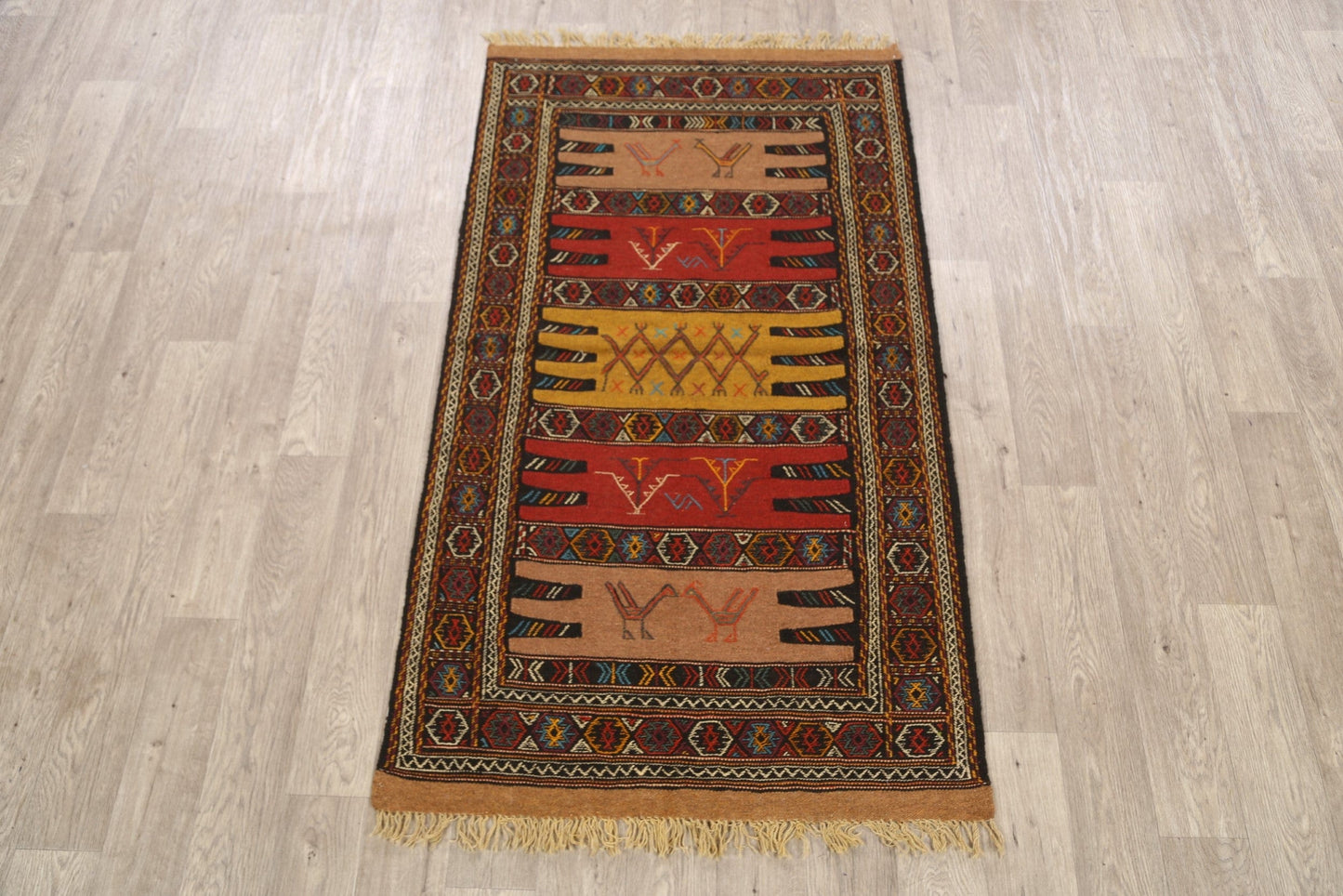 Tribal Sumak Kilim Hand-Woven Persian Area Rug 3x6