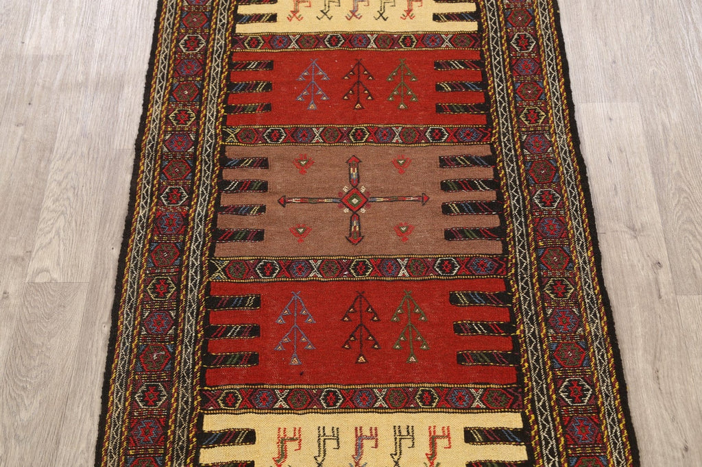 Tribal Sumak Kilim Hand-Woven Persian Area Rug 4x6