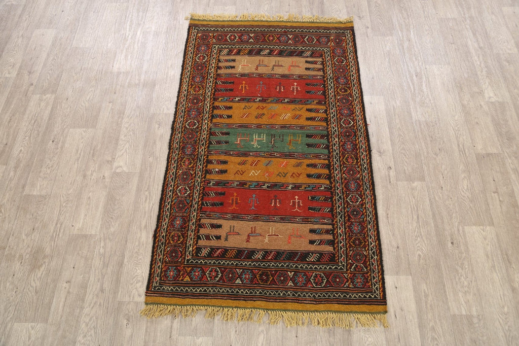 Tribal Sumak Kilim Hand-Woven Persian Area Rug 3x6