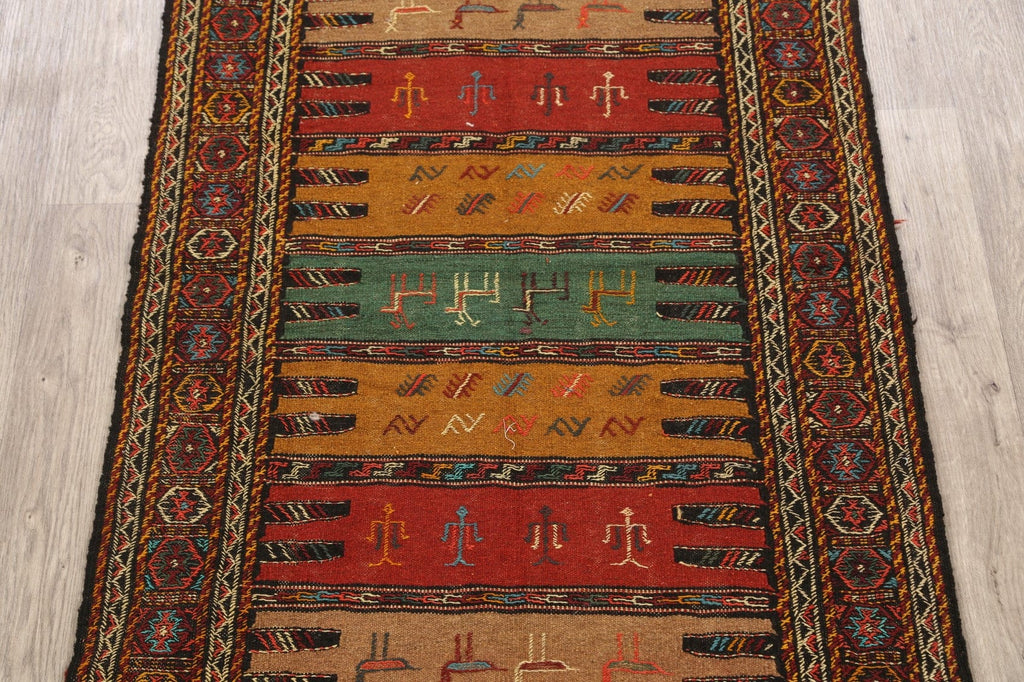 Tribal Sumak Kilim Hand-Woven Persian Area Rug 3x6