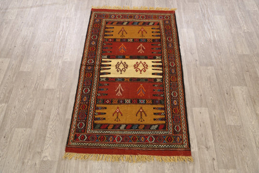 Tribal Sumak Kilim Hand-Woven Persian Area Rug 3x6