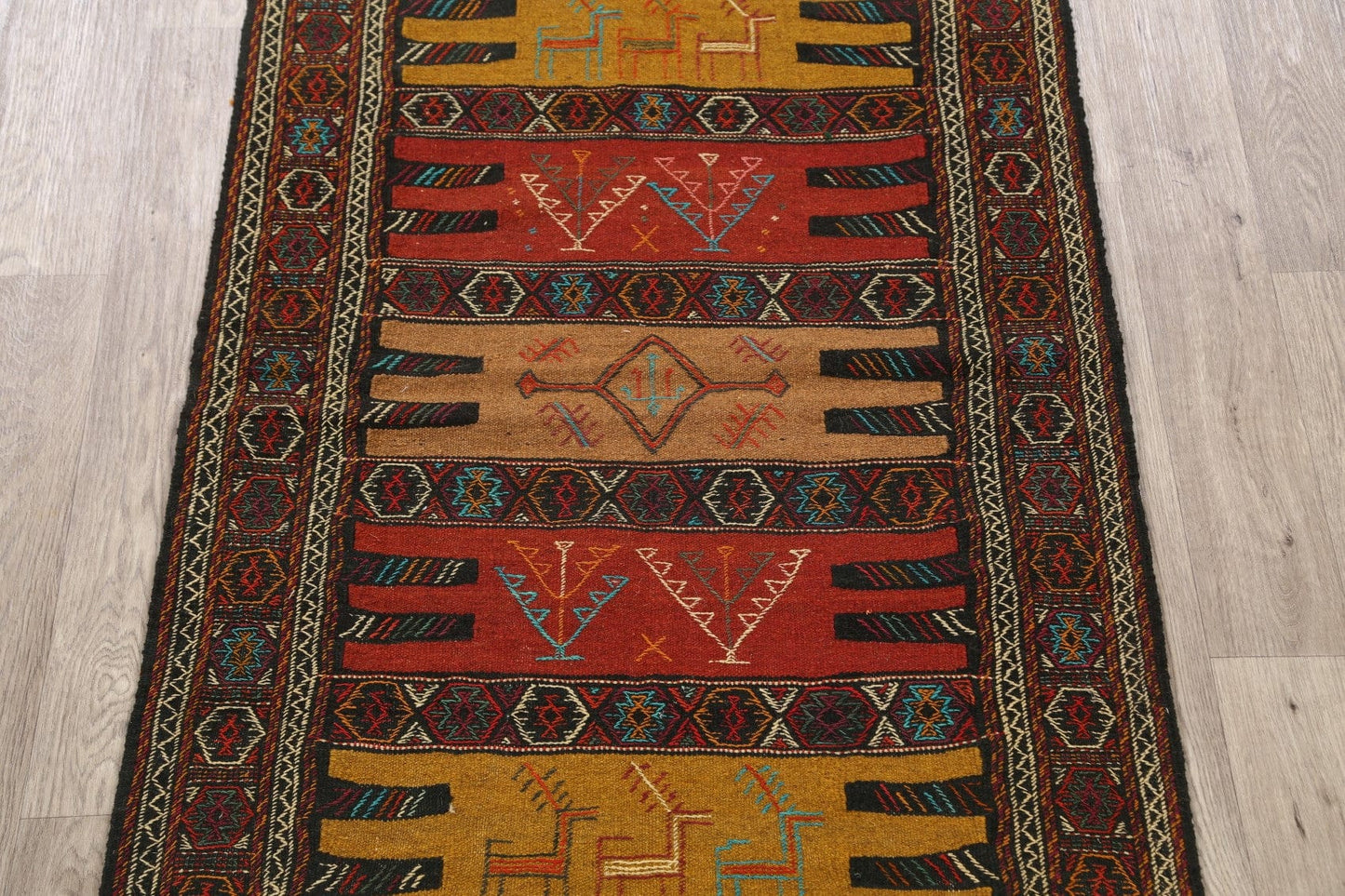 Tribal Sumak Kilim Hand-Woven Persian Area Rug 3x6