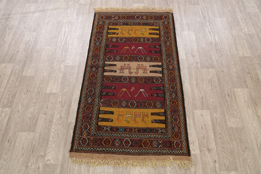 Tribal Sumak Kilim Hand-Woven Persian Area Rug 3x6