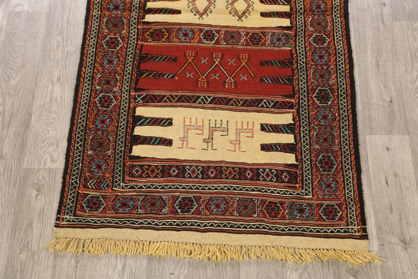 Tribal Sumak Kilim Hand-Woven Persian Area Rug 3x6