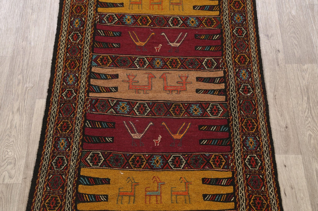 Tribal Sumak Kilim Hand-Woven Persian Area Rug 3x6