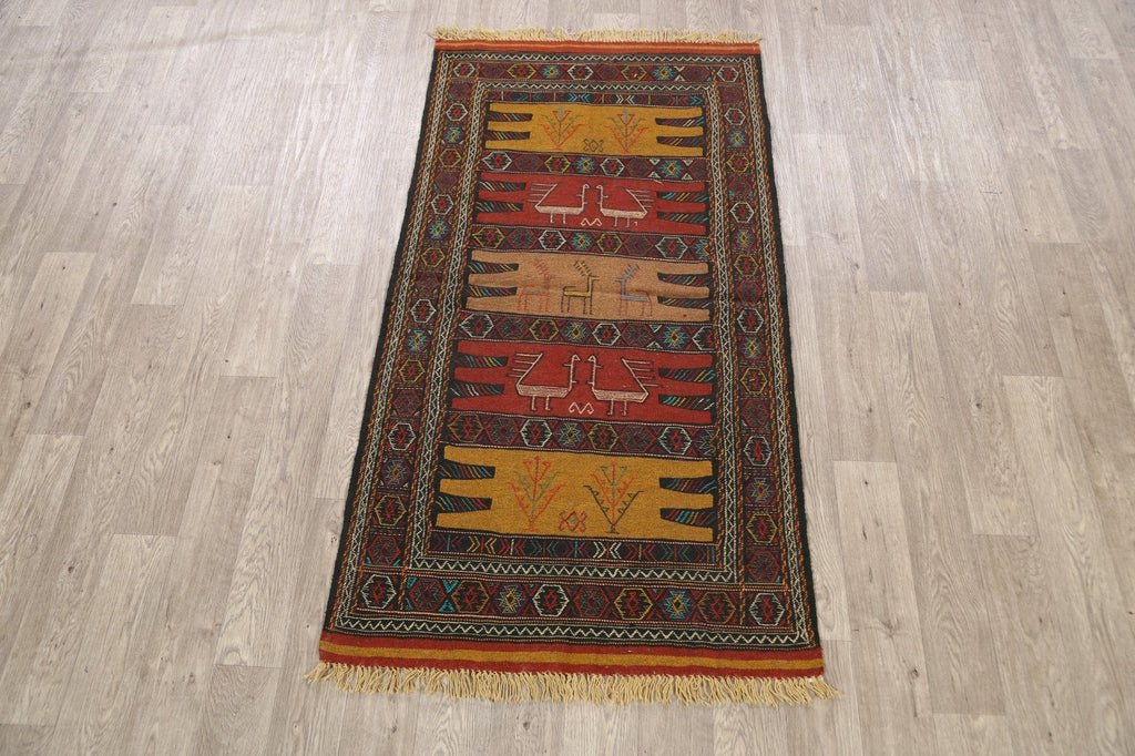 Tribal Sumak Kilim Hand-Woven Persian Area Rug 3x6