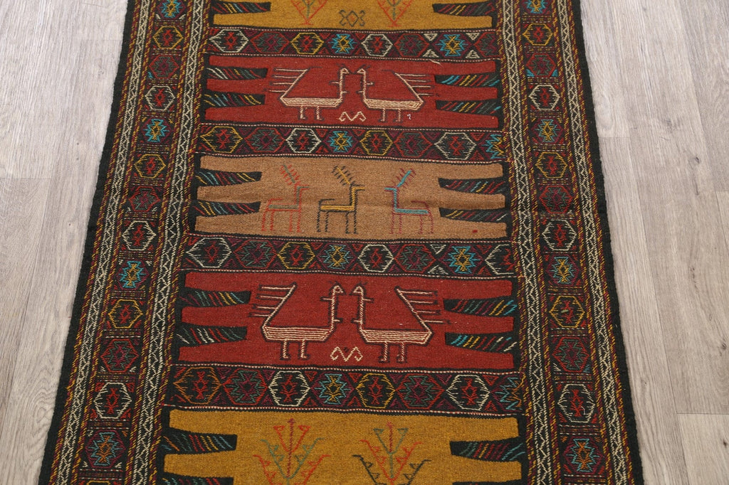 Tribal Sumak Kilim Hand-Woven Persian Area Rug 3x6