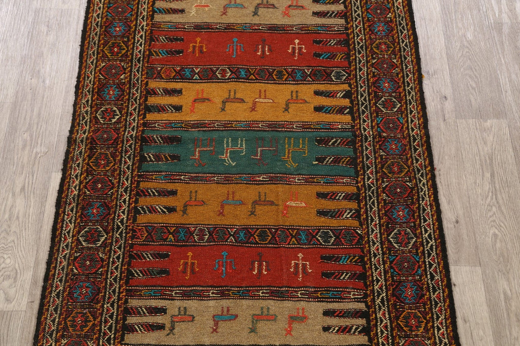 Tribal Sumak Kilim Hand-Woven Persian Area Rug 3x6