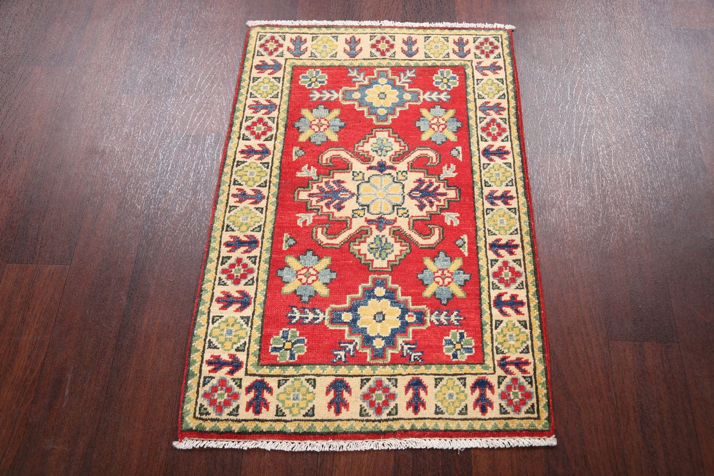 Geometric Red Super Kazak Oriental Rug 2x3