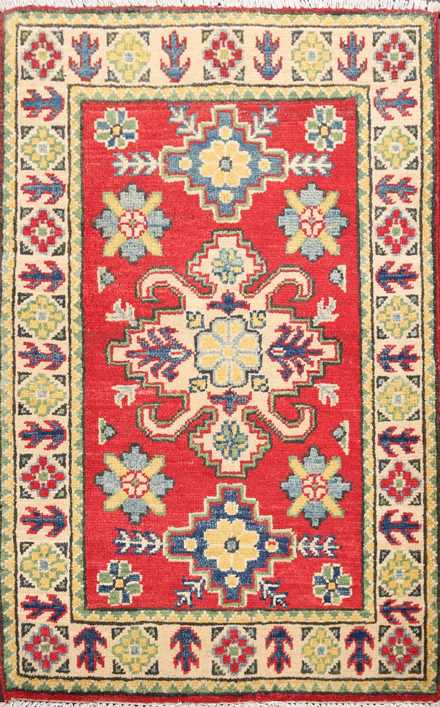 Geometric Red Super Kazak Oriental Rug 2x3