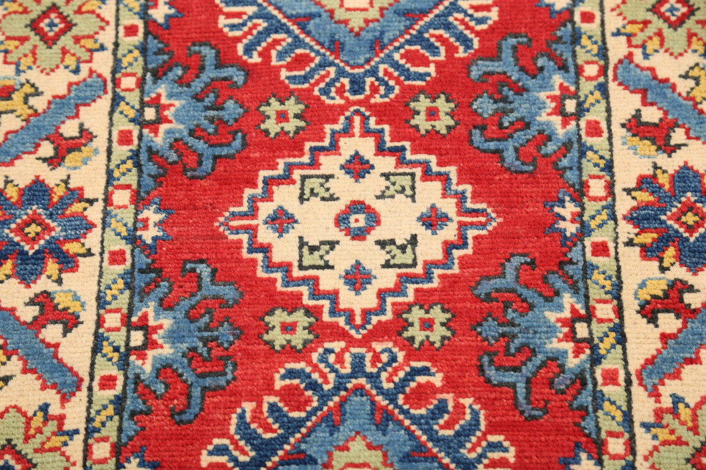 Geometric Red Super Kazak Oriental Area Rug 2x3