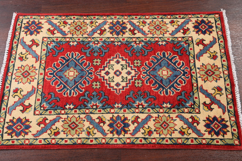 Geometric Red Super Kazak Oriental Area Rug 2x3