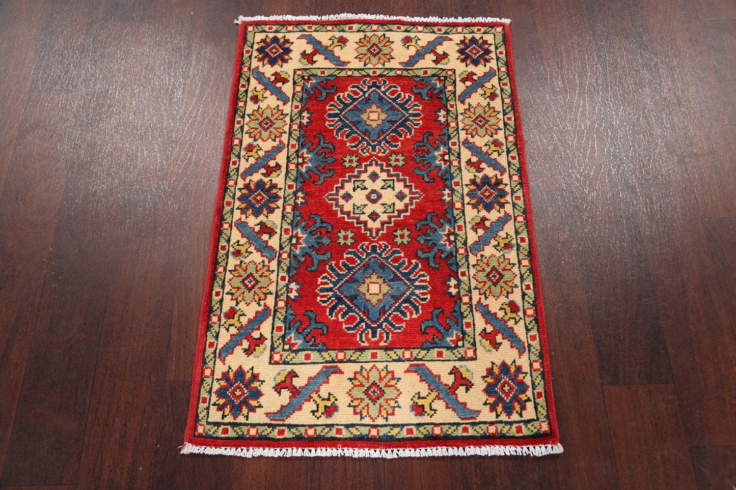 Geometric Red Super Kazak Oriental Area Rug 2x3