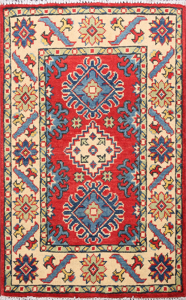 Geometric Red Super Kazak Oriental Area Rug 2x3