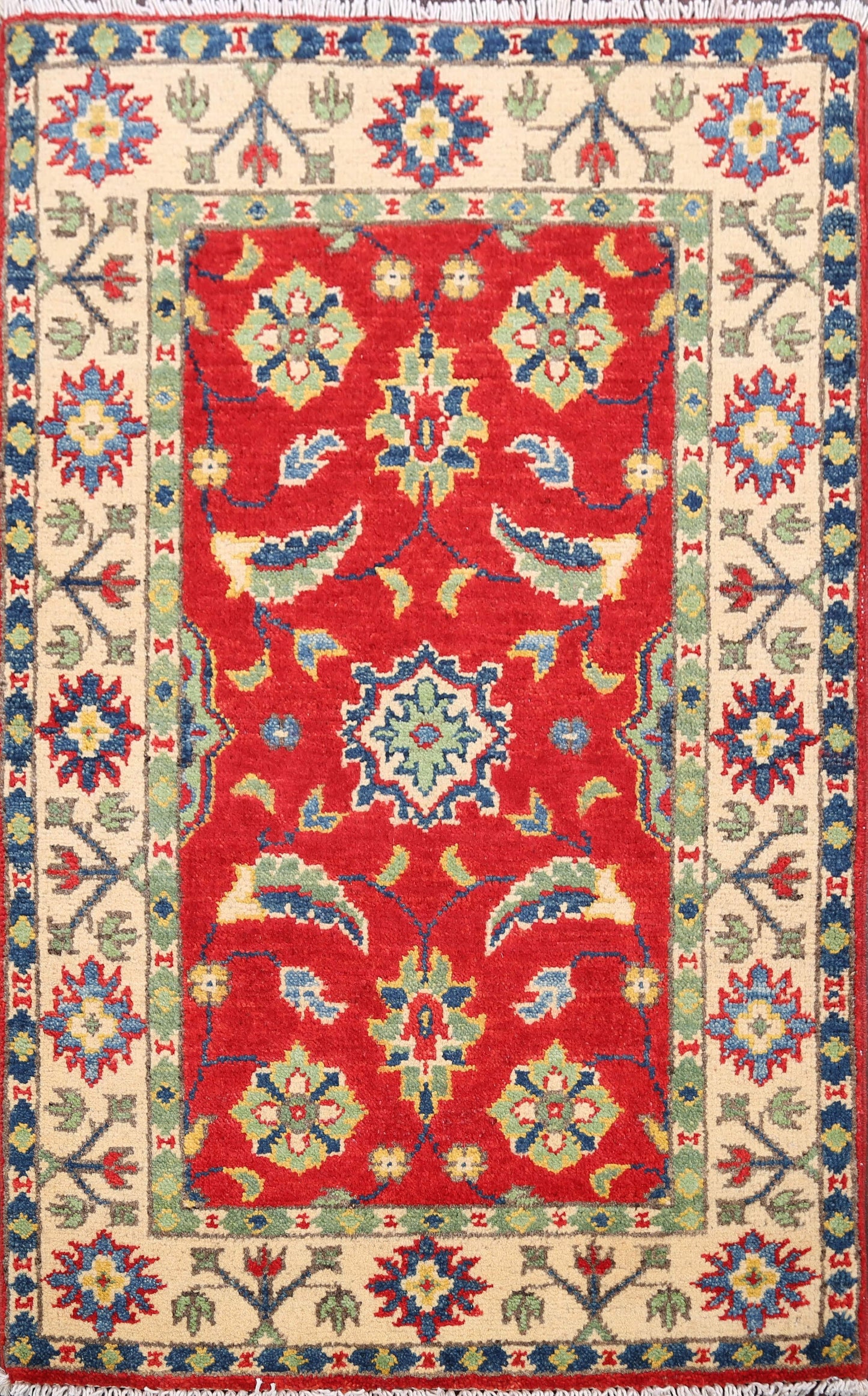 Floral Red Super Kazak Oriental Area Rug 2x3