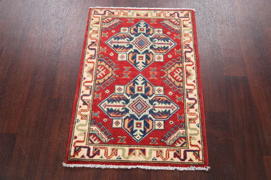 Geometric Red Super Kazak Oriental Area Rug 2x3