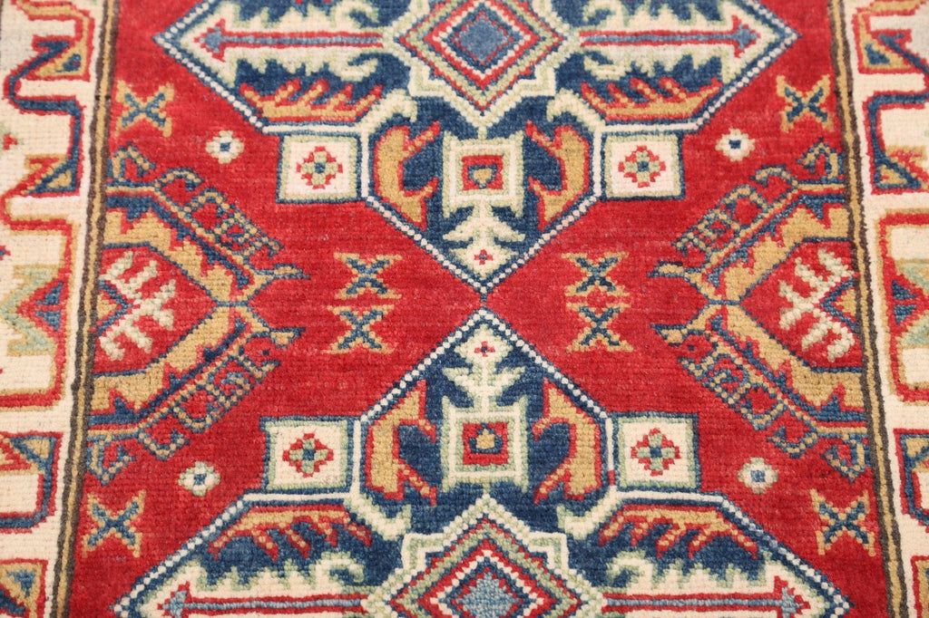 Geometric Red Super Kazak Oriental Area Rug 2x3