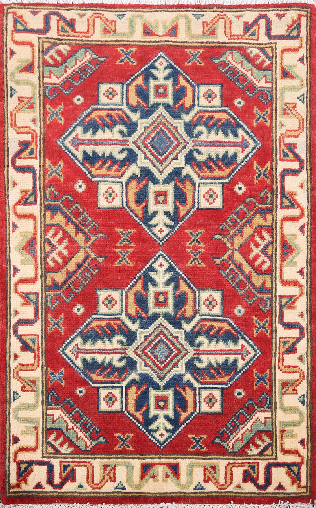 Geometric Red Super Kazak Oriental Area Rug 2x3